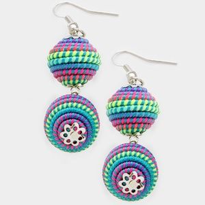 Blue Multi-Color Double Ball Bon Bon Earrings